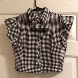 ✨LAST CHANCE✨ 🃏 Gingham Ruffle Sleeve Crop Top 🃏